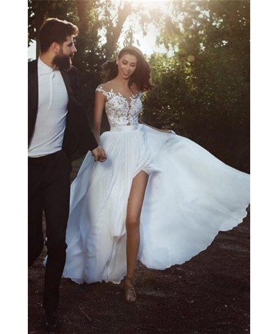 Women's Beach Wedding Dresses for Bride 2024 Lace Appliques Wedding Bridal Gowns for Women B Ivory $48.60 Dresses