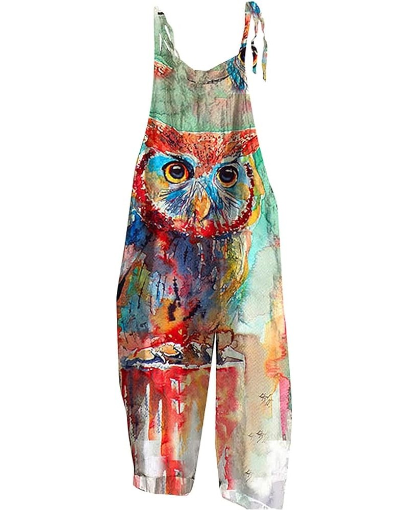 Womens Jumpsuits Dressy One Piece Casual Summer Sleeveless Cute Vintage Floral Loose Fit Rompers Overalls C-red $9.87 Rompers