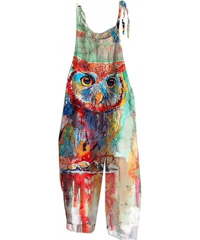 Womens Jumpsuits Dressy One Piece Casual Summer Sleeveless Cute Vintage Floral Loose Fit Rompers Overalls C-red $9.87 Rompers