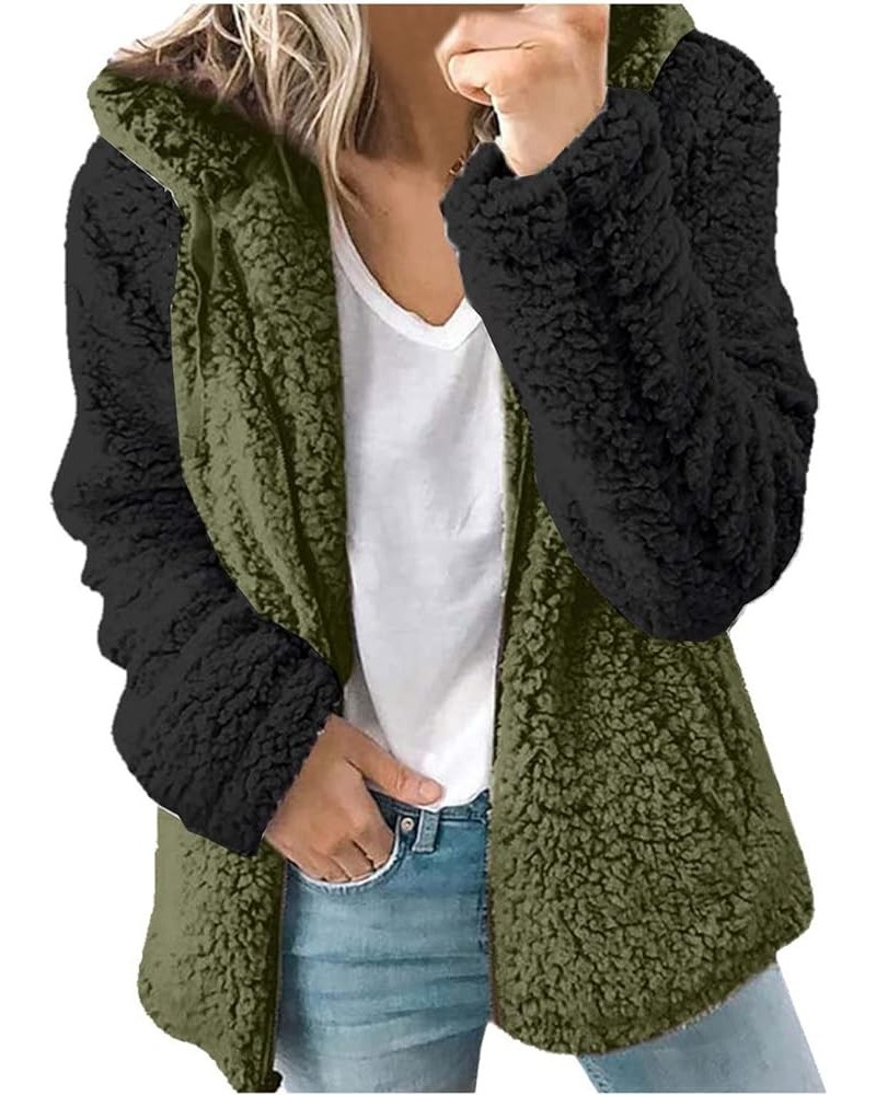 Winter Coat for Women 2023 Oversized Jacket Faux Fur Coat Hood Zipper Outwear Fuzzy Fleece Warm Shacket Shaggy Pocket A26 Arm...