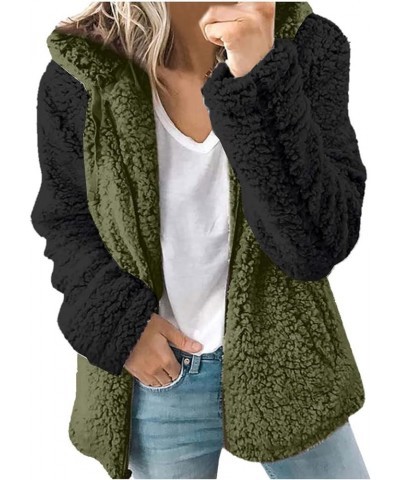 Winter Coat for Women 2023 Oversized Jacket Faux Fur Coat Hood Zipper Outwear Fuzzy Fleece Warm Shacket Shaggy Pocket A26 Arm...