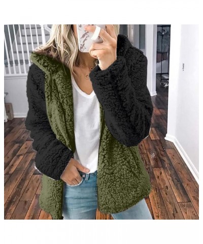 Winter Coat for Women 2023 Oversized Jacket Faux Fur Coat Hood Zipper Outwear Fuzzy Fleece Warm Shacket Shaggy Pocket A26 Arm...