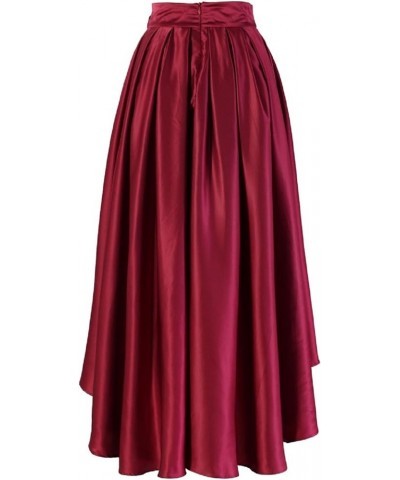 Diydress Women's Fashion High Waist A-line Front Short Back Long Satin Skirts with Bow Fuchsia $19.35 Skirts