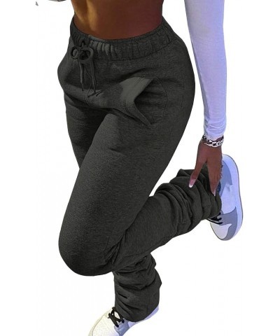 Womens Stacked Fleece Sweatpants Sherpa Lined Thicked Warm Athletic Active Jogger Ruched Lounge Pants 1-dark Grey $15.75 Pants