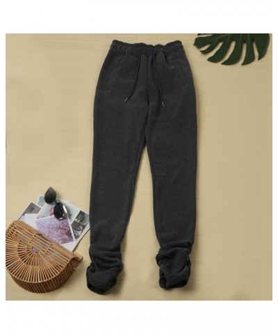 Womens Stacked Fleece Sweatpants Sherpa Lined Thicked Warm Athletic Active Jogger Ruched Lounge Pants 1-dark Grey $15.75 Pants