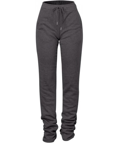 Womens Stacked Fleece Sweatpants Sherpa Lined Thicked Warm Athletic Active Jogger Ruched Lounge Pants 1-dark Grey $15.75 Pants