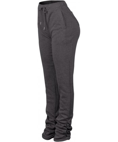 Womens Stacked Fleece Sweatpants Sherpa Lined Thicked Warm Athletic Active Jogger Ruched Lounge Pants 1-dark Grey $15.75 Pants