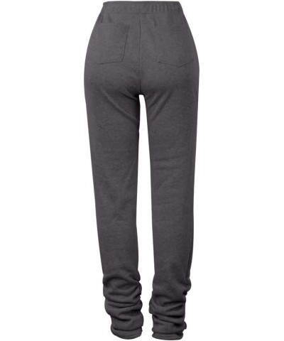 Womens Stacked Fleece Sweatpants Sherpa Lined Thicked Warm Athletic Active Jogger Ruched Lounge Pants 1-dark Grey $15.75 Pants