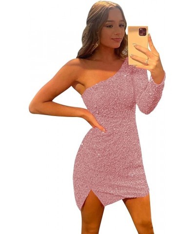 Halter Short Tight Homecoming Dresses for Teens Sparkly Bodycon Cocktail Party Gowns YZTS071 B-dusty Rose $29.67 Dresses