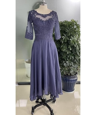 Mother of The Bride Dresses for Wedding 1/2 Sleeves High Low Chiffon Scoop Neck Formal Evening Dresses Grape $34.49 Dresses