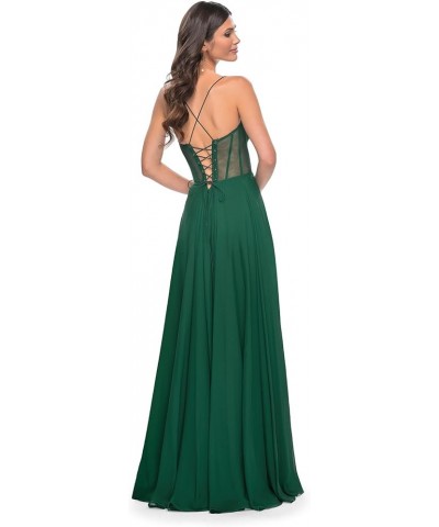 Prom Dresses Long for Women with Slit Chiffon A-Line Corset Spaghetti Straps Formal Evening Gown Champagne $35.25 Dresses