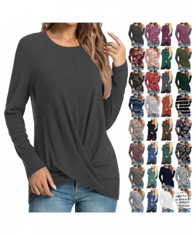 Womens Casual Tunic Tops For Leggings Long Sleeve Front Twist Knot T Shirts Cute Long Tshirt Dressy Blouse Loose Fit A1_gray ...