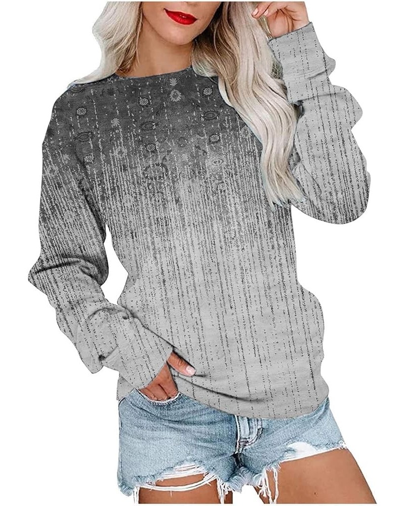 Crewneck Sweatshirts Women Colorblock Tops for Teen Girls Long Sleeve Gradient Pullover Cute Y2K Clothes Fall Outfits 5gray $...