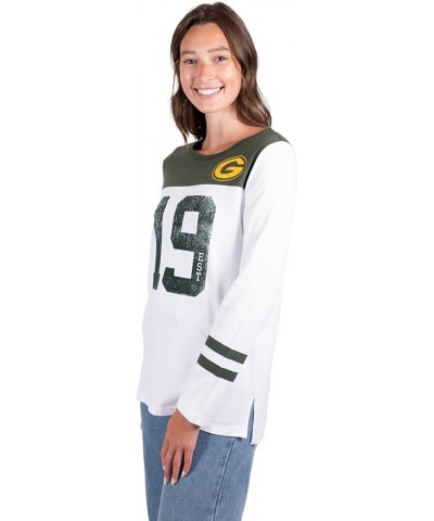 NFL Women's Super Soft Raglan Vintage Baseball T-Shirt Green Bay Packers White Updated $19.35 T-Shirts