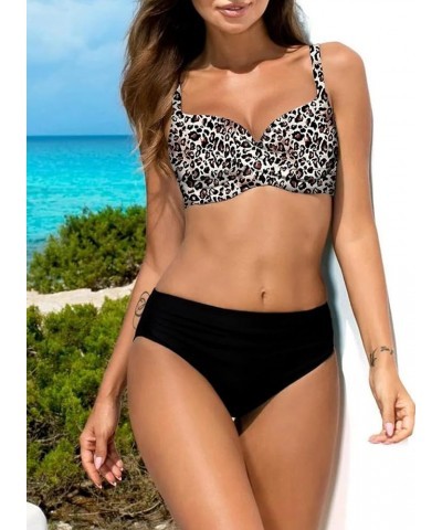 Women Push Up Two Piece Bikini Swimsuits Padded Swimwear Bathing Suit V Leopard $15.74 Swimsuits