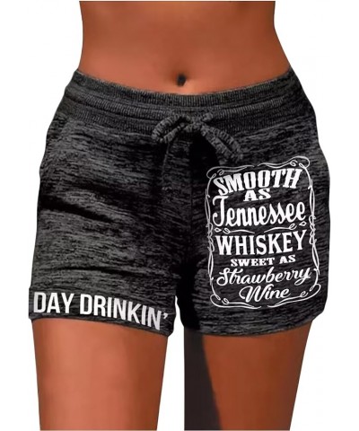 Summer Drawstring Shorts for Women Day Drinkin' Shorts Comfy Activewear Lounge Shorts Elastic with Pockets Tennessee Dark Gre...