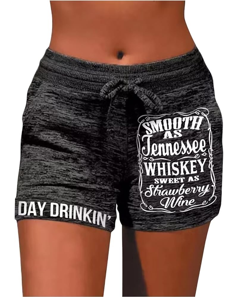 Summer Drawstring Shorts for Women Day Drinkin' Shorts Comfy Activewear Lounge Shorts Elastic with Pockets Tennessee Dark Gre...