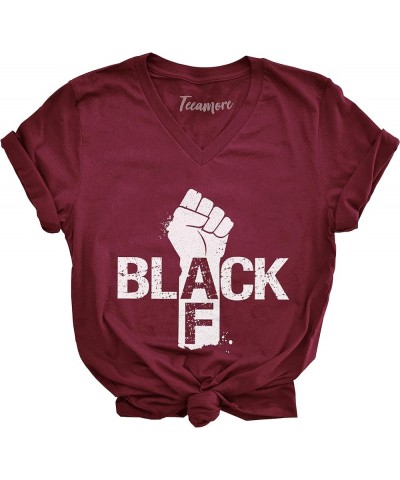 Black AF Shirts Black History Top Proud African American Tees Black Pride Outfit Womens V Neck - Maroon $12.74 T-Shirts