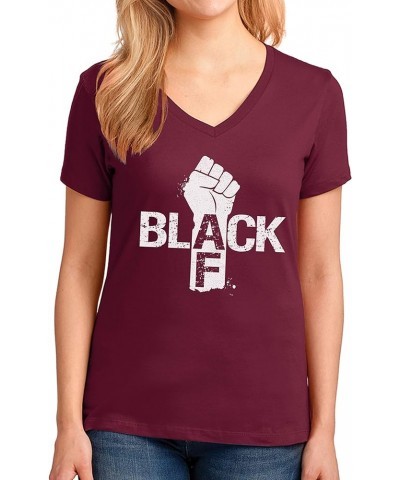 Black AF Shirts Black History Top Proud African American Tees Black Pride Outfit Womens V Neck - Maroon $12.74 T-Shirts