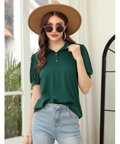 Womens Casual Short Sleeve Tops V Neck Shirts Blouses for Summer Green-polo Shirts $9.53 Blouses