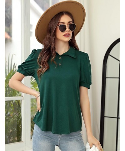 Womens Casual Short Sleeve Tops V Neck Shirts Blouses for Summer Green-polo Shirts $9.53 Blouses