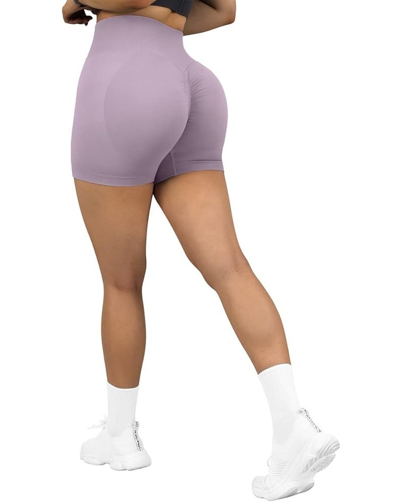 Women Seamless Booty Shorts Butt Lifting High Waisted Workout Shorts 3" Purple $12.21 Activewear