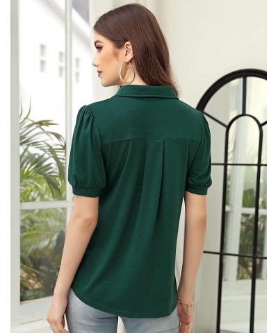 Womens Casual Short Sleeve Tops V Neck Shirts Blouses for Summer Green-polo Shirts $9.53 Blouses