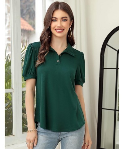 Womens Casual Short Sleeve Tops V Neck Shirts Blouses for Summer Green-polo Shirts $9.53 Blouses