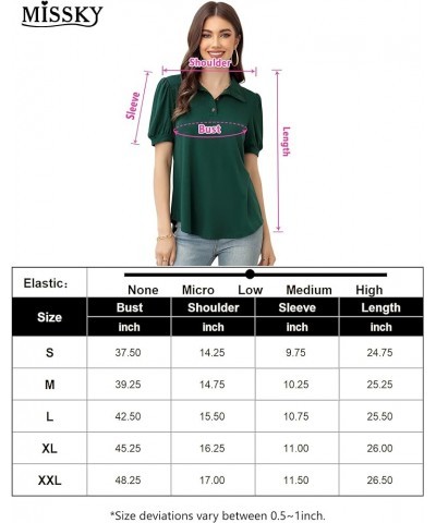 Womens Casual Short Sleeve Tops V Neck Shirts Blouses for Summer Green-polo Shirts $9.53 Blouses