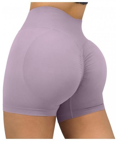 Women Seamless Booty Shorts Butt Lifting High Waisted Workout Shorts 3" Purple $12.21 Activewear