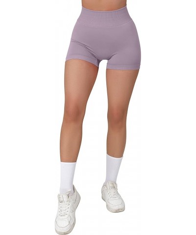 Women Seamless Booty Shorts Butt Lifting High Waisted Workout Shorts 3" Purple $12.21 Activewear