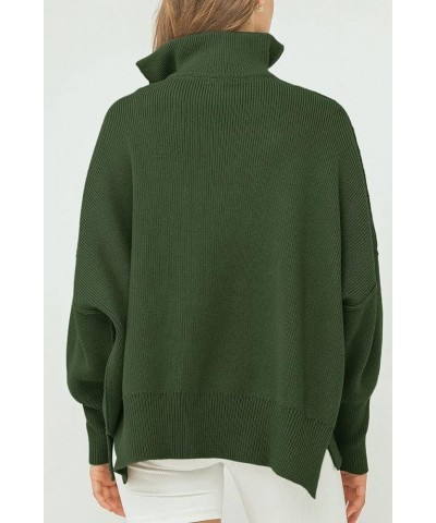 Women's Oversized Quarter Zip Pullover 2023 Fall Long Sleeve Collar Split Hem Slouchy Sweatshirt Knit Sweater Army Green $18....