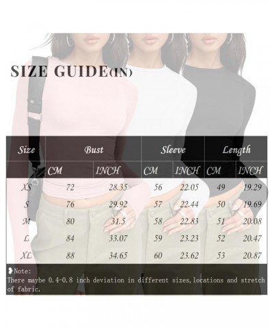 3 Pieces Women Solid Basic Crop Tops Shirts Going Out Spring Fashion Layer Slim Fit Y2k Long Sleeve Crew Neck Top $3pc-pink W...