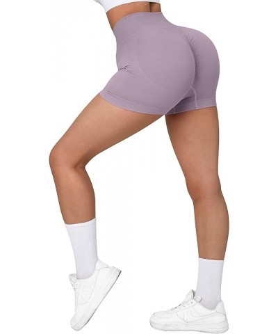 Women Seamless Booty Shorts Butt Lifting High Waisted Workout Shorts 3" Purple $12.21 Activewear