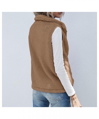 Vests for Women 2023 Winter Casual Sherpa Fleece Lightweight Jackets Fall Warm Zipper Waistcoat Outwear with Pockets Khaki $8...