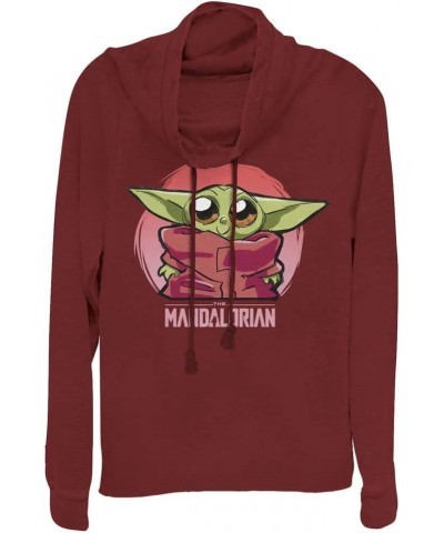 Mandalorian Cute Baby Heart Women's Cowl Neck Long Sleeve Knit Top Scarlet $13.56 T-Shirts