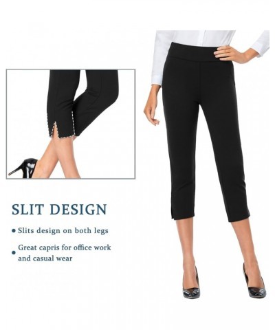 Women's Capri Dress Pants 19"/20.5" Cropped Office Pants with High Waist Slacks Stretchy Cuff Pants Business Casual Regular T...