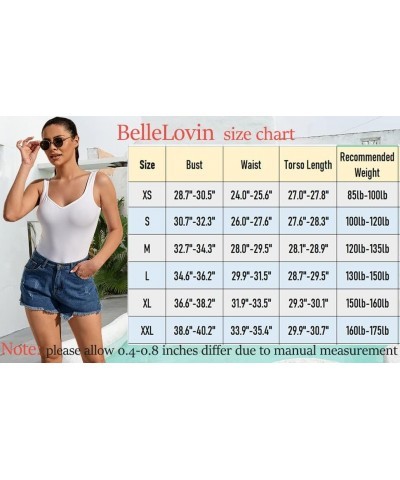 Women's Sweetheart Square V Neck sleeveless Tank Tops Bodysuits White $10.07 Bodysuits