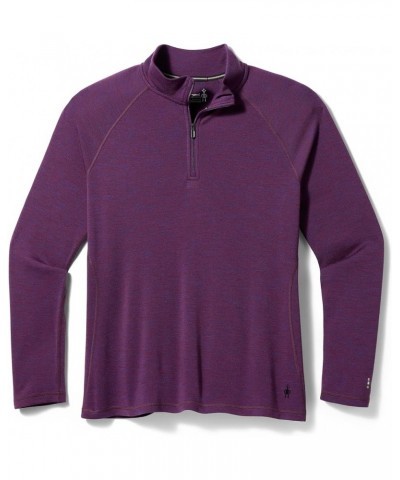 Women's Plus Size Classic Thermal Merino Wool Base Layer — Quarter Zip (Slim Fit) Purple Iris Heather $44.75 Activewear