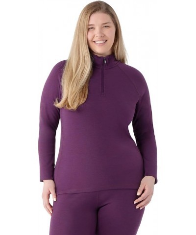 Women's Plus Size Classic Thermal Merino Wool Base Layer — Quarter Zip (Slim Fit) Purple Iris Heather $44.75 Activewear