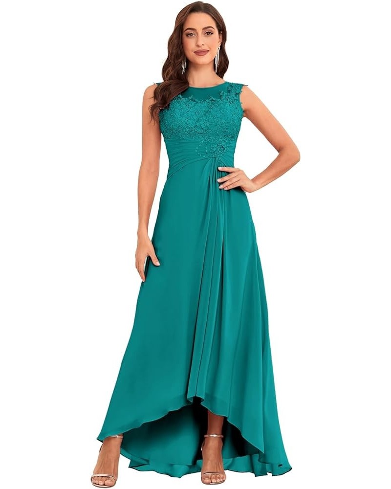 Tea Length Mother of The Bride Dresses for Wedding Lace Appliques Formal Dresses Evening Gowns Teal Green $49.39 Dresses