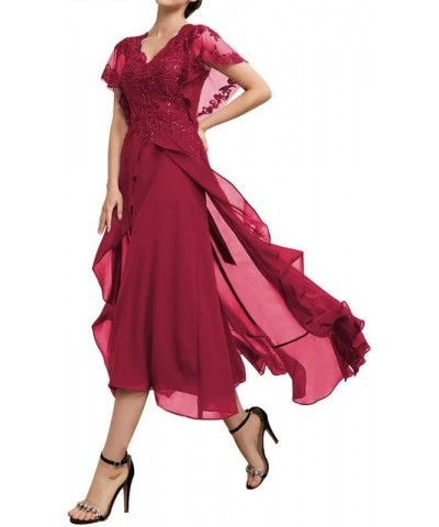 Mother of The Bride Dresses Sequins V Neck Short Sleeve Evening Gown High Low A Line Chiffon Wedding Guest Dresses for Women ...