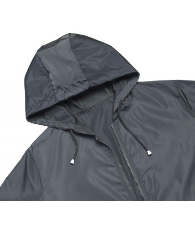 Women's Waterproof Raincoat Lightweight Rain Jacket Hooded Windbreaker with Pocket for Outdoor Dark Gray $17.02 Coats