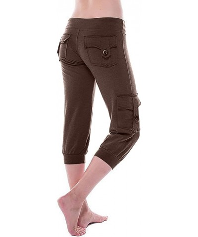 Womens Capri Pants for Summer 2024 Casual Lightweight Leggings High Wasit Elastic Pant with Pockets Cropped Trousers Brown $5...