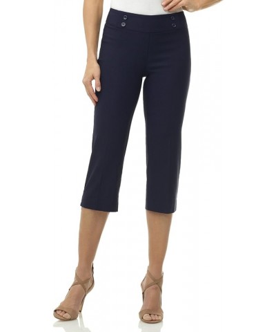 Women's Ease into Comfort Capri with Button Detail Navy $26.09 Pants