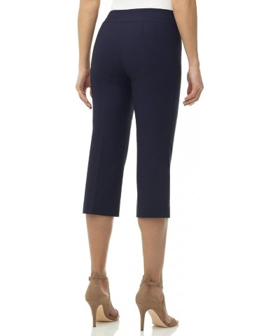 Women's Ease into Comfort Capri with Button Detail Navy $26.09 Pants