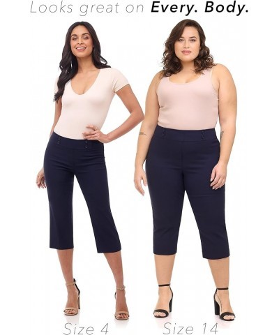 Women's Ease into Comfort Capri with Button Detail Navy $26.09 Pants