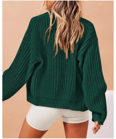 2023 Fall Casual Cardigan Sweaters for Women Long Sleeve Full Zipper Chunky Knit Cardigans Jacket Coat Dark Green $11.20 Swea...