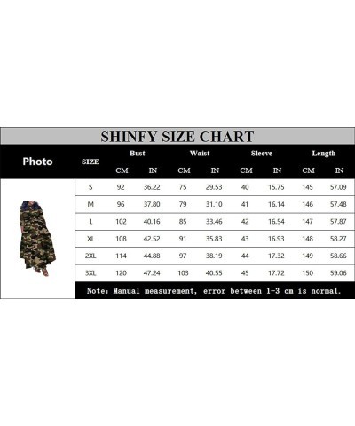 Womens Plus Size Camo Dress Long Sleeve African Print Camouflage A-line Flowy Long Maxi Dress with Tie 1-blue $21.99 Dresses