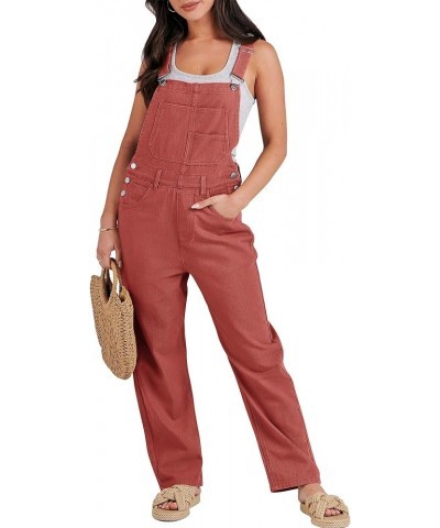 Women's Overalls Casual Loose Fit Adjustable Strap Denim Bib Overall Jeans Pants Jumpsuits Rust Red $21.56 Overalls